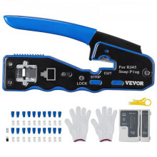 RJ45 Crimp Tool Kit for Cat5e/Cat6/Cat6a, Pass Through Ethernet Crimper with 20 Connectors, 20 Covers, Wire Stripper & Network Tester