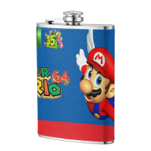 Super Mario 8 oz Stainless Steel Flask for Men Women, Anime Cartoon Portable Pocket Hip Flasks Bar Accessories Gifts