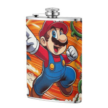 Super Mario 8oz rostfritt stålkolv för män och kvinnor, anime tecknade bärbara fickkolvar bartillbehör presenter