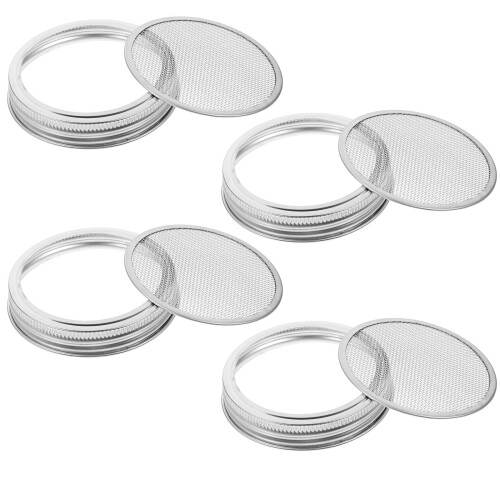 4 Pcs Glass Bottles Mesh Strainer Sprouting Jars Screens Germination Machine