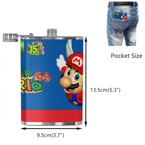 Super Mario 8oz Φιάλη από ανοξείδωτο ατσάλι για άνδρες και γυναίκες, φορητές φιάλες 1