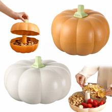Wmhsylg Frugttallerken, Stablet Græskar Snackholder med Låg, Serveringsbakke med 3 Rum, Halloween Snackboksbeholder Kompatibel med Wmhsylg