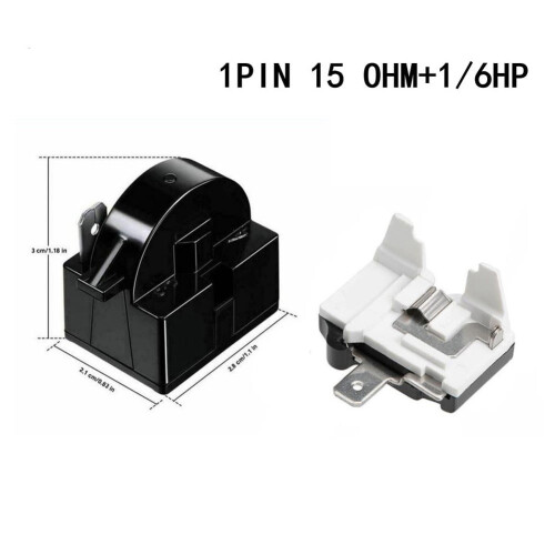Ρελέ εκκίνησης ψυγείου Ptc 1/2Pin 15Ohm + προστασία υπερφόρτωσης συμπιεστή 1/6H