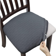 Poťahy na stoličky POWKOL Stretch Jacquard, sada 8 kusov, odnímateľné a prateľné poťahy na jedálenské stoličky kompatibilné so sivými