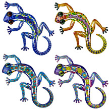 Décoration murale en métal Kiplyki Gecko - Sculpture murale lézard à suspendre pour l'intérieur et l'extérieur, pour la maison et le jardin
