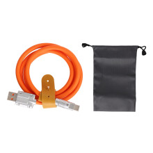 Cabo USB-C de carregamento rápido, 66 W, 1 m, laranja, silicone líquido, cabo espesso, compatível com celulares, power banks e câmeras.