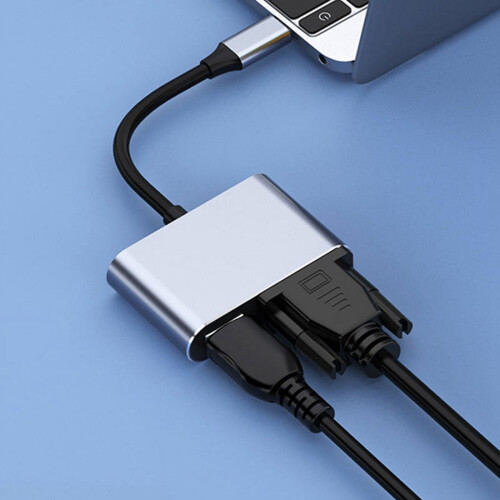 Προσαρμογέας πολλαπλών θυρών USB C σε VGA, HUB USB-C 4K τύπου C, Μετατροπείς, Προσαρμογέας 2