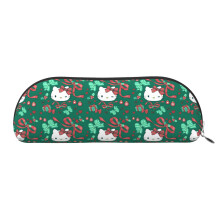 Piórnik ze skóry z nadrukiem świątecznym Hello Kitty, zapinany na półokrągły zamek błyskawiczny, duża pojemność, wielofunkcyjna torba z