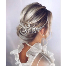 Silver Crystal Bridal Hair Comb Wedding Headpiece for Bride Hair Accessories