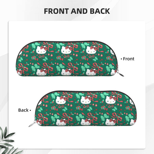 Hello Kitty Χριστουγεννιάτικη Δερμάτινη Ημικυκλική Κασετίνα με Φερμουάρ, Μεγάλης 1