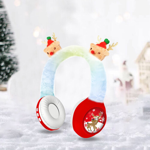 Ακουστικά Bluetooth Donemore για παιδιά κορίτσια, Χριστουγεννιάτικα ελάφια βελούδινα 1