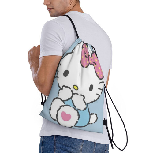 Τσάντα Hello Kitty Classic με κορδόνι, πτυσσόμενη, αθλητική, γυμναστικής, τσάντα με 2