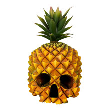 Décoration d'Halloween en forme de crâne d'ananas, ornement de table amusant et créatif en résine réaliste en forme de crâne d'ananas