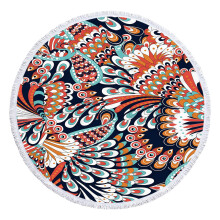 Serviette de plage ronde en microfibre Ozmmyan, ultra-légère et anti-sable, multi-usage pour les voyages, la piscine et le bain - Tapis imprimé