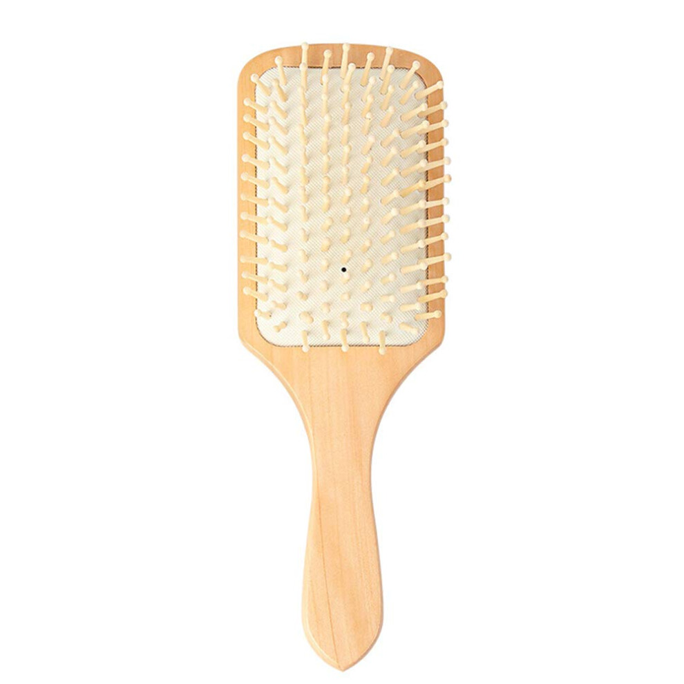 Wooden Hair Brush Anti Static Scalp Massage Comb with Silicone Cushion for Smooth Detangling