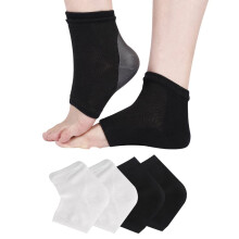 2 Pairs Moisturizing Gel Heel Socks Deep Hydration for Dry Cracked Heels Black and White