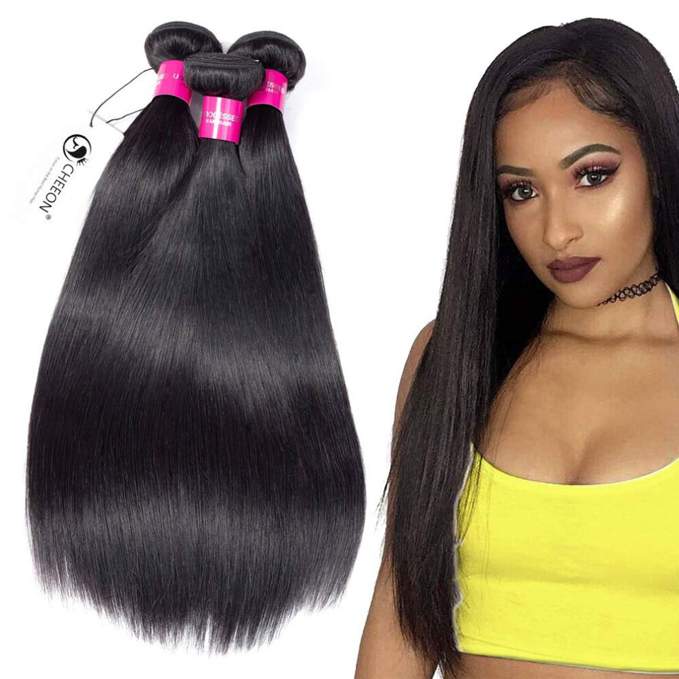 Unisex Malaysian Virgin Hair Bundles Straight 8A Grade 3Pcs 12 14 16In 100% Human Hair Weave Dyeable