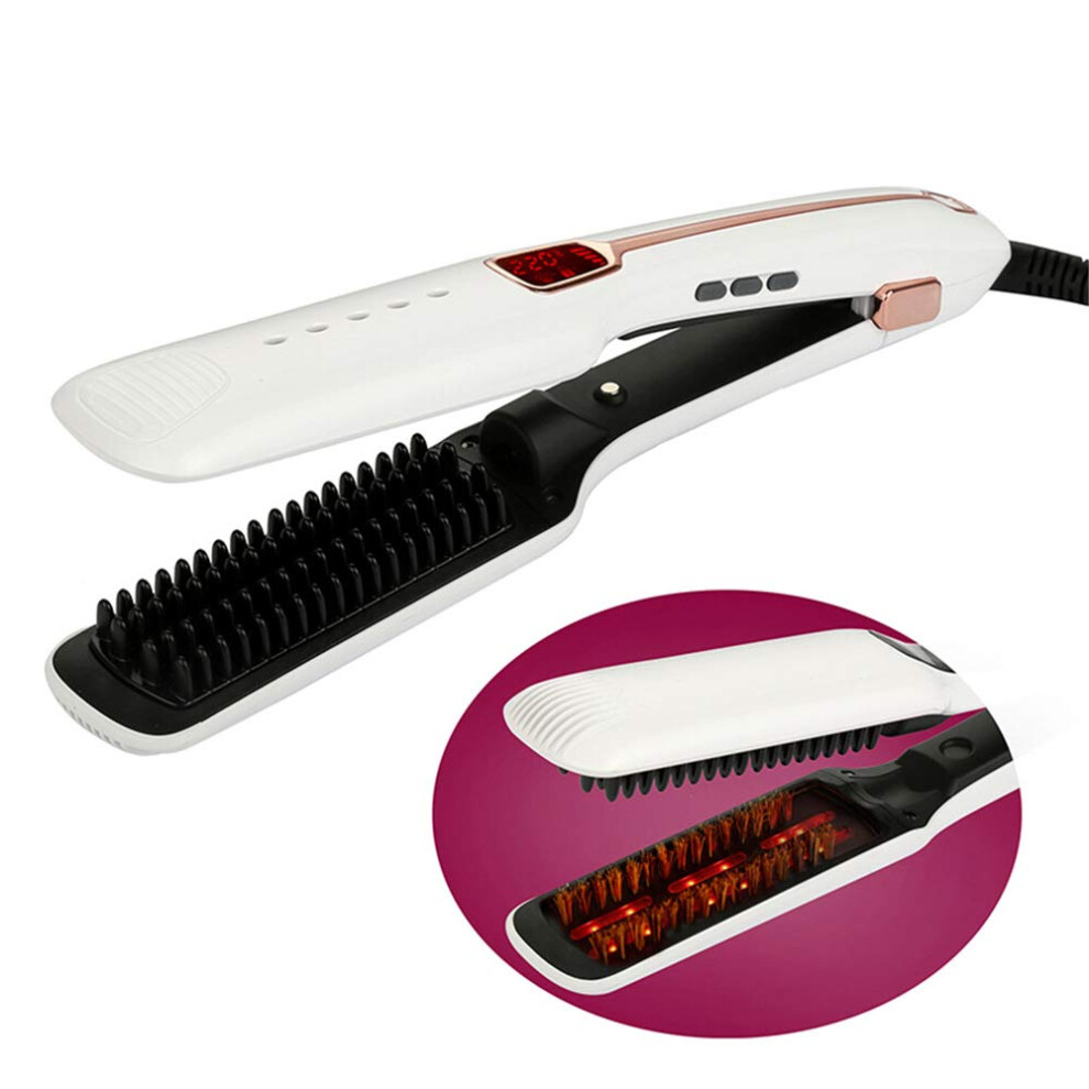 White Professional Steam Hair Straightener Titanium Plates Infrared Ionic Fast Heat Up 360 Cord