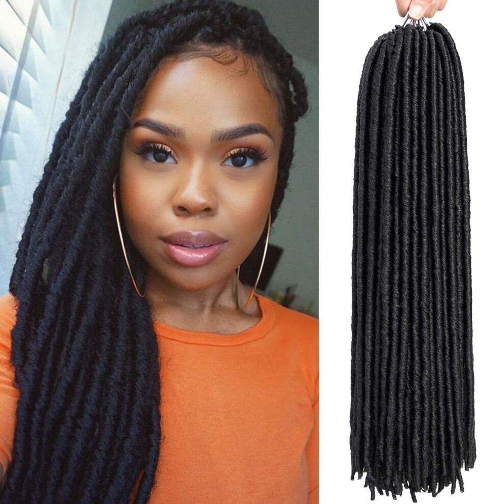 Unisex Goddess Faux Locs Crochet Hair 6 Packs 18 Inch 18 Strands Synthetic Dreadlocks Extensions 1B#