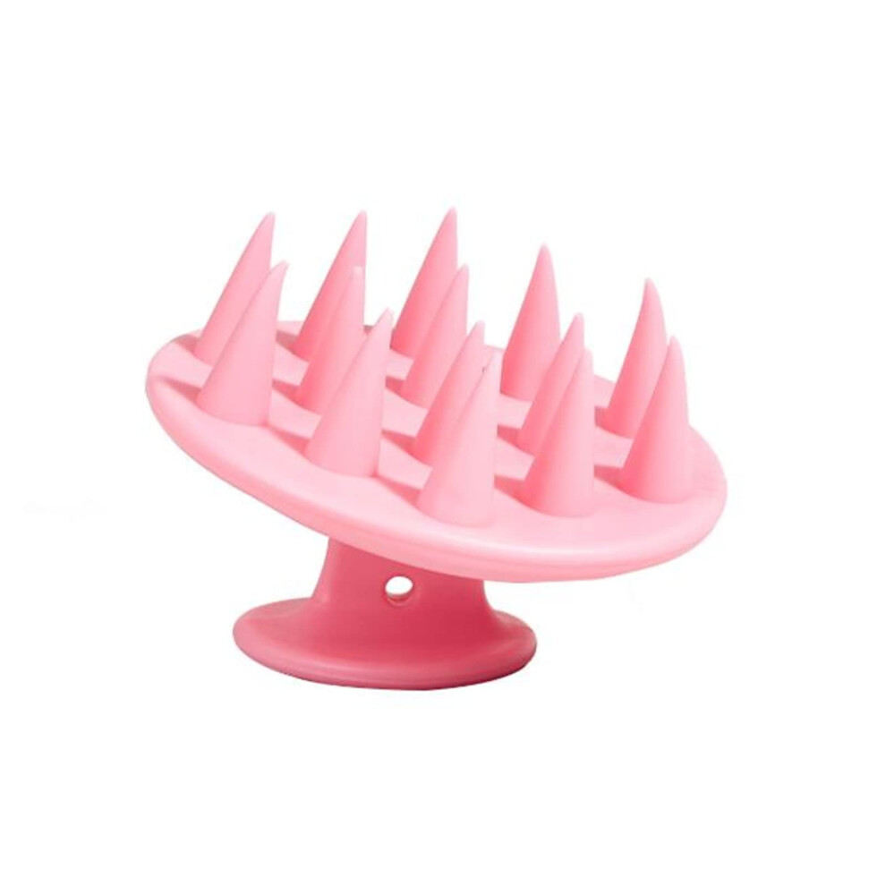 Pink Scalp Massager Brush With Silicone Bristles For Dandruff, Hair Shampoo Brush For Curly Thick Hair,