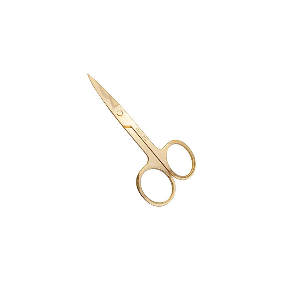 Gold Beauty Scissors With Precision Curved Blades For Eyebrow Grooming And Facial Hair Trim