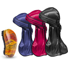 Silky Durag for Men and Women 38 Inch Extra Long Tail Soft Head Wrap for Waves 3 Pack