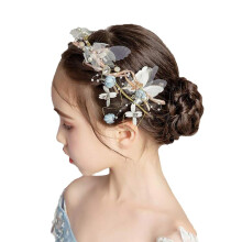 Flower Girl Tiara Gold Butterfly Headpiece for Girls Wedding Princess Party Hair Accessory