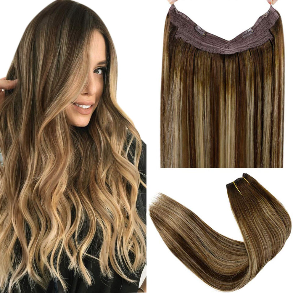 Unisex Brown Human Hair Extensions Highlight 12 Inch Remy Brazilian For Instant Length And Volume