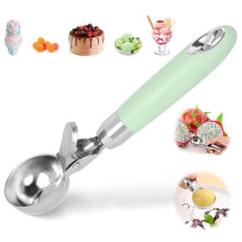 Paletta per gelato - Non specificato - Modello non specificato - Acciaio inossidabile 304 - Argento e verde - 203x48 mm