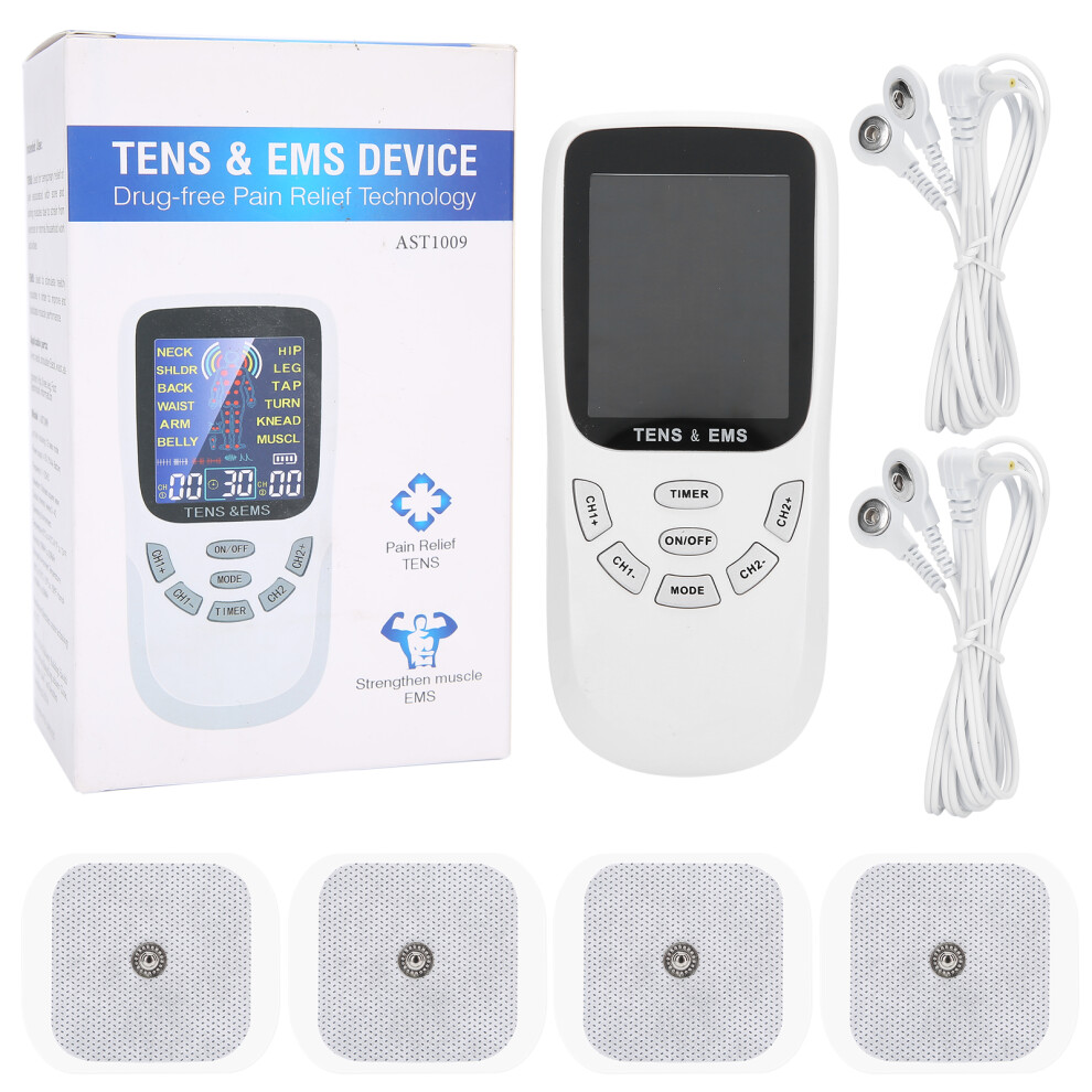 EMS Muscle Stimulator For Non Invasive Pain Management Adjustable Intensity Rechargeable Battery Electronic Pulse Massager TENS Unit Dual Channel Con