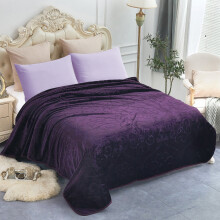 NC Plush Fleece Blanket For Bed,Lightweight Soft Embossed Purple Floral Blanket,Queen 75"x91"