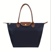 Sac à main imperméable en nylon, grand sac de voyage pliable, sac cabas décontracté à bandoulière, bleu marine, taille M