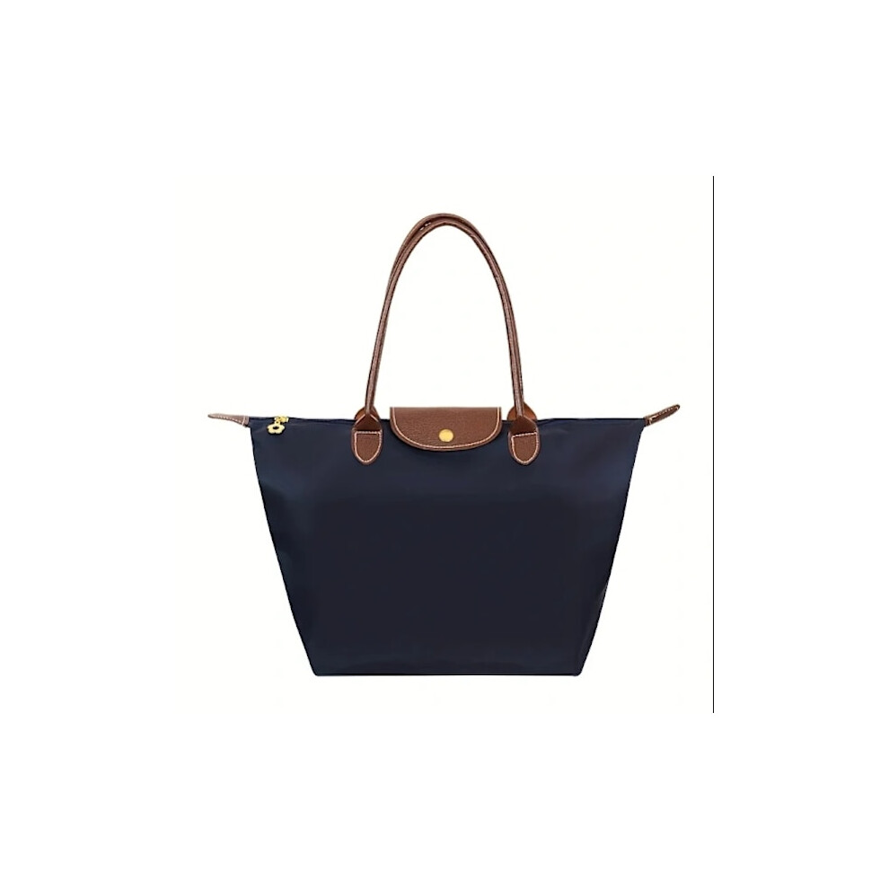 Waterproof Nylon Dumpling Handbag, Large Capacity Foldable Travel Bag, Casual One Shoulder Shopping Bag Navy Blue M-image-OPC-PQYNZRN-NEW