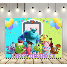 Décoration de table pour gâteau d'anniversaire Monstres et Cie - Bannière 150 x 90 cm sur le thème de Monstres et Cie et de Bou