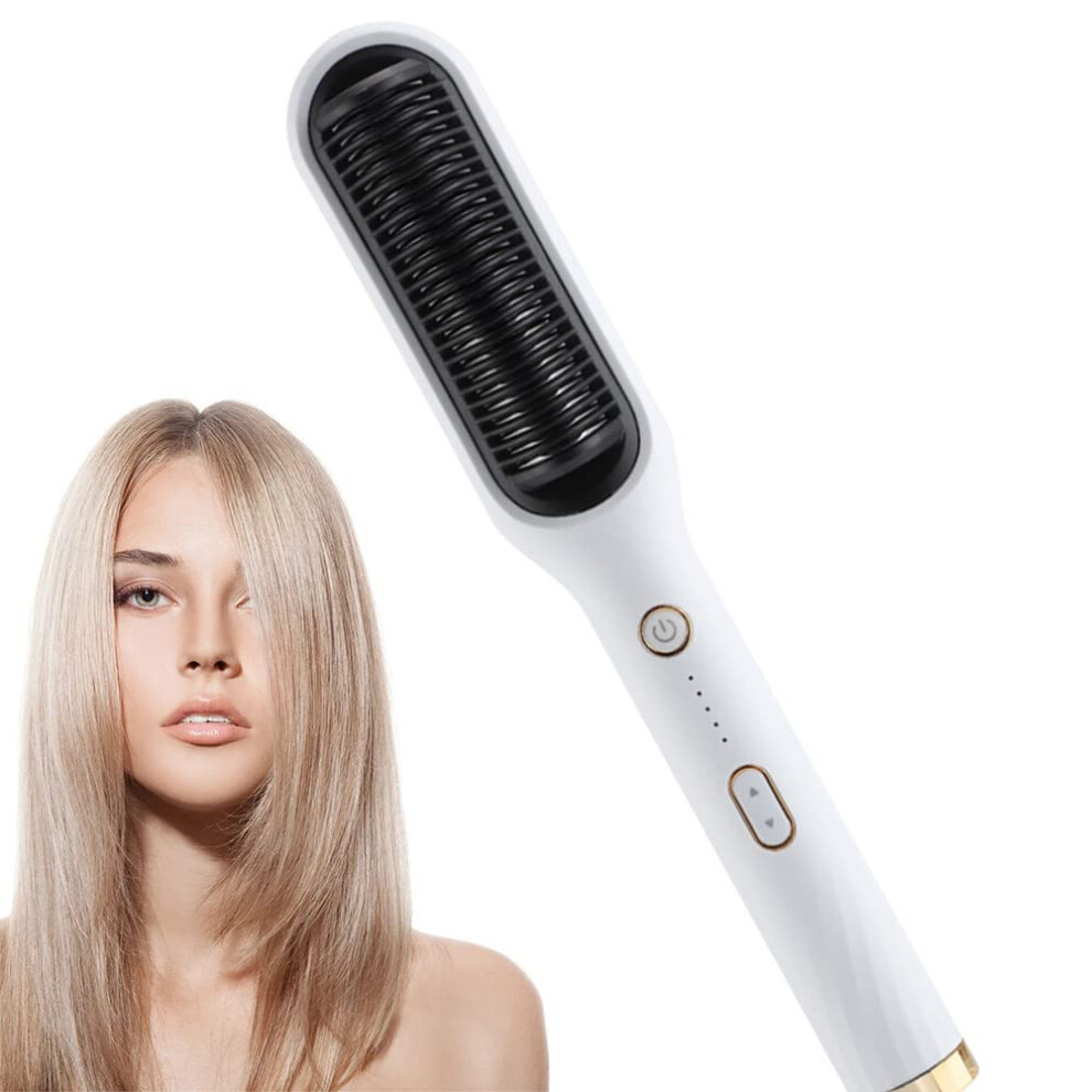 Hair Straightening Brush with Ionic Frizz Styling, 4 Heat Levels and AntiScald Nano Titanium Teeth