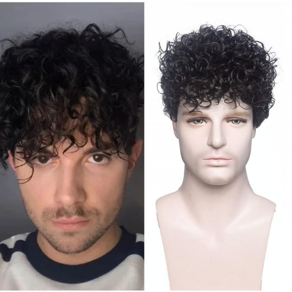 Unisex Black Men's Short Curly Wig Natural Realistic Texture For Daily Wear Comfortable And Longlasting