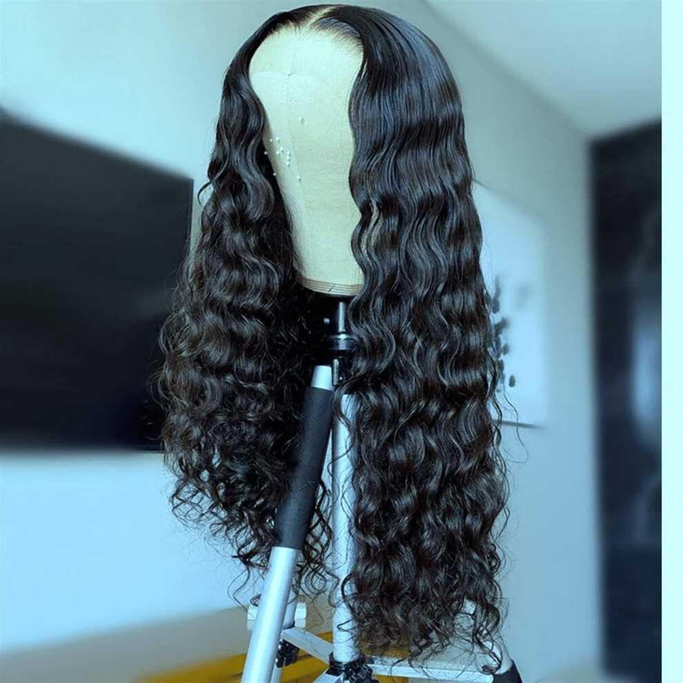 Unisex Human Hair Lace Front Wig 13X6 Water Wave Curly Brazilian Remy Hair Pre Plucked Bleached Knots 180% Density