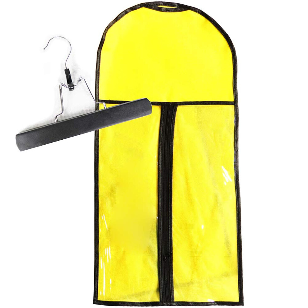 Hair Extension Storage Bag with Hanger, Clear Dustproof Zipper, Waterproof Organizer Yellow