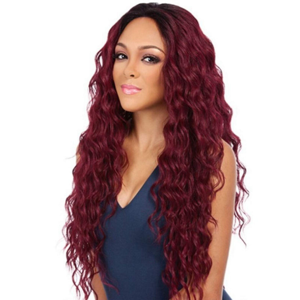 Unisex Black Long Curly Wig Lace Front Heat Resistant Synthetic Hair Naturallooking Waves For Women