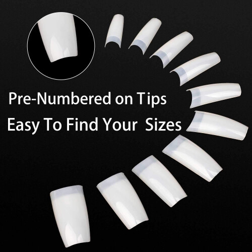 500pcs White Half Cover False Nail Tips 10 Sizes Smooth Surface Easy Trim with Storage Box 1