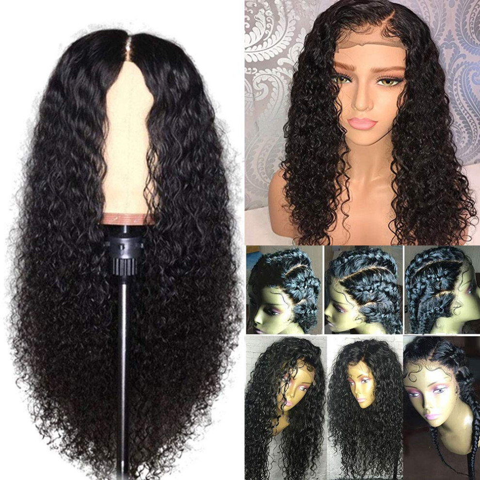 360 Lace Frontal Human Hair Wig 150% Density Pre Plucked Curly Glueless 12 Inch for Black Women