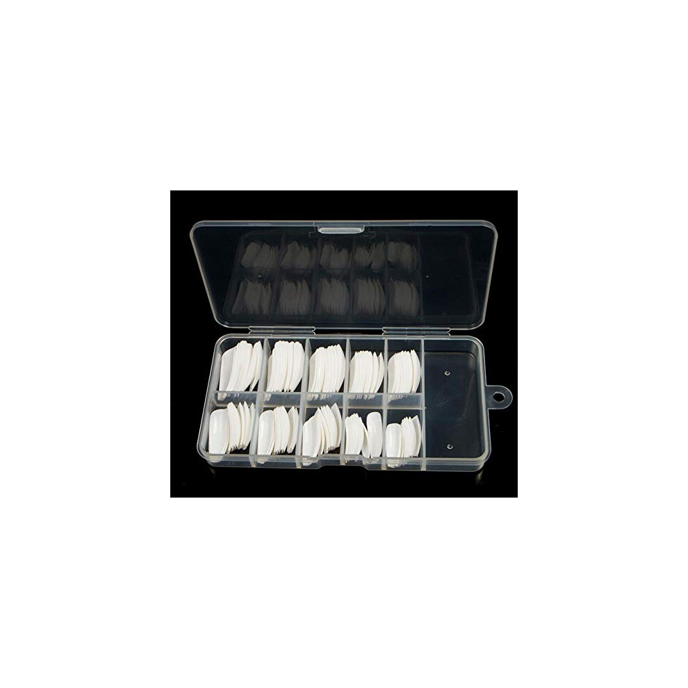 White 100Pcs Long Ballerina Fake Nails Half French Acrylic Nail Tips With Storage Box