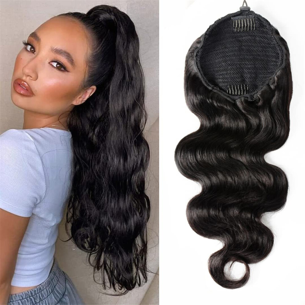 Brazilian Human Hair Ponytail 26 Inch Body Wave Clip In Remy Extensions Natural Virgin Hair