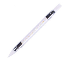 Nail Art Dotting Pen with Dual Silicone Tips and Rhinestone Handle for Precise Nail Sculpting