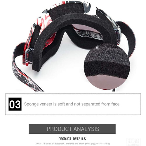 Motorcycle Goggles with UV Protection, OTG Ski Goggles, Windproof Dustproof Adjustable Strap 1