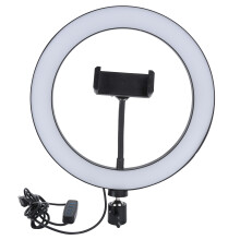 Dimbar LED-ringlampa 26 cm, din ultimata partner för livestreaming och YouTube-video, speciell LED-design, 3 ljuslägen och 10 ljusstyrkenivåer