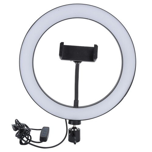 Δακτύλιος φωτισμού LED μακιγιάζ 26cm, ρυθμιζόμενη φωτεινότητα και 3 λειτουργίες