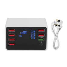 Estación de carga rápida USB multipuerto compacta y versátil con tecnología de carga inteligente, amplia compatibilidad con dispositivos y