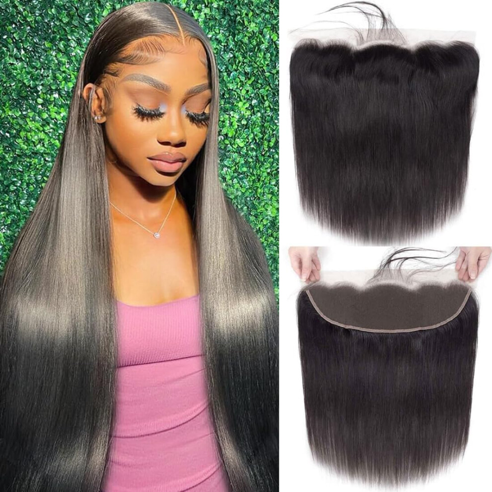 Unisex 20 Inch 13X4 Hd Lace Frontal Wig Straight Brazilian Virgin Human Hair Closure Pre Plucked