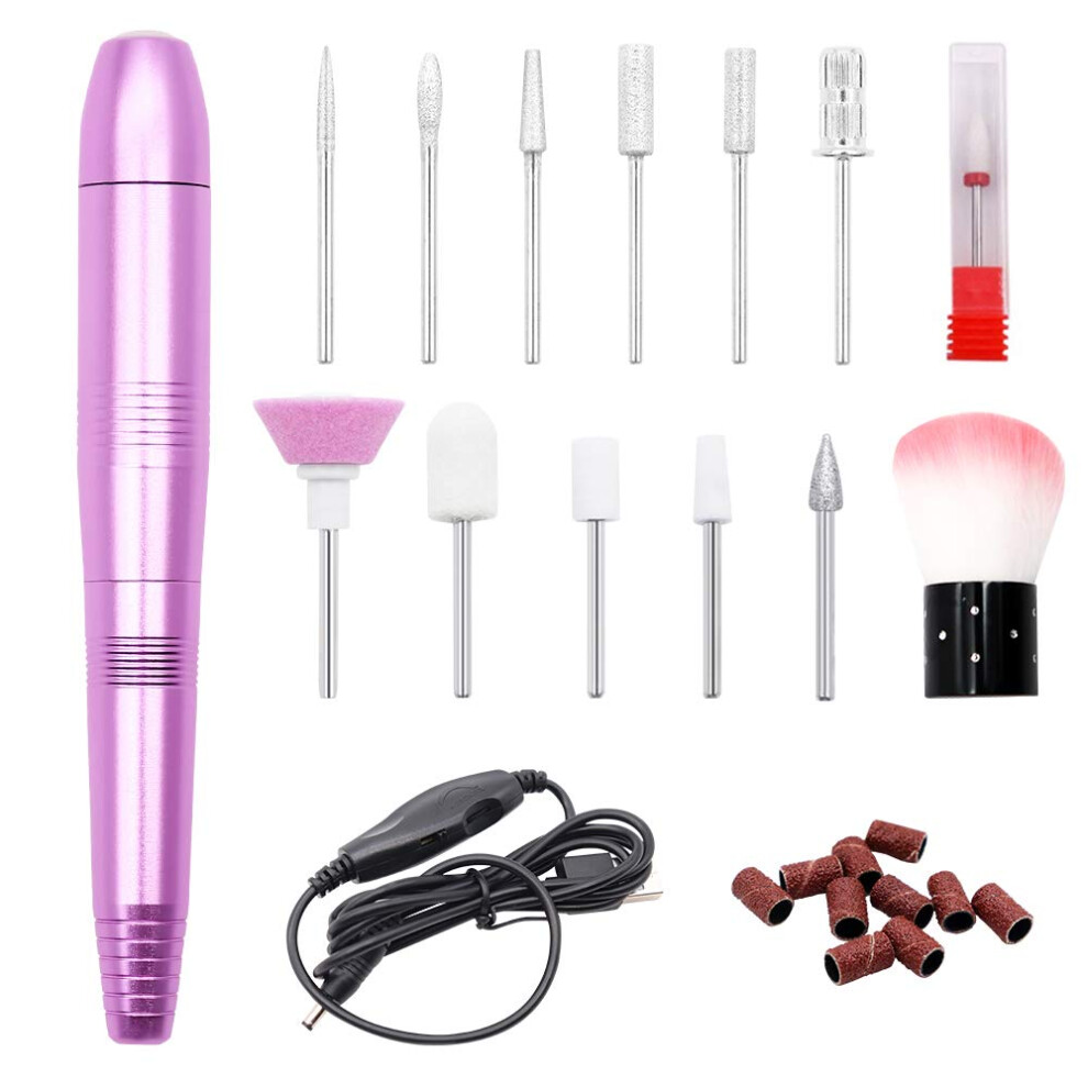 Electric Nail Drill Kit 20000 RPM USB Powered for Acrylic Gel Nails Manicure Pedicure
